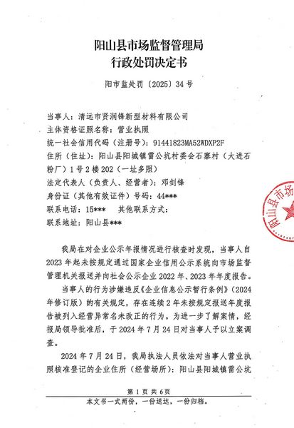 清遠(yuǎn)市賢潤(rùn)鋒新型材料有限公司 行政處罰決定書 (1).JPG